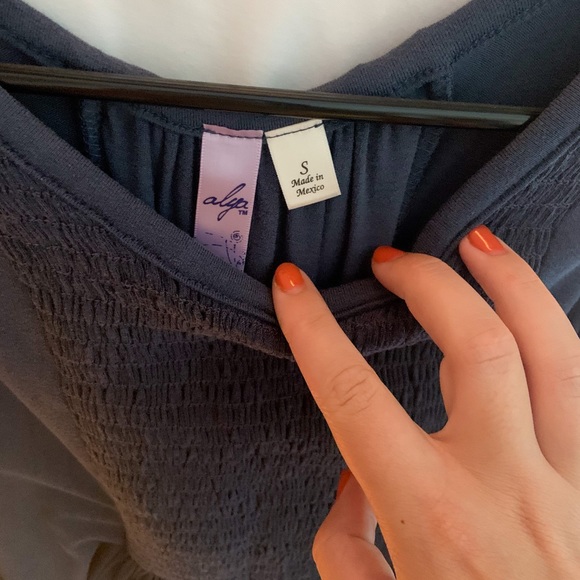 Blue / grey tank top with super cute BACK!! - Picture 3 of 3